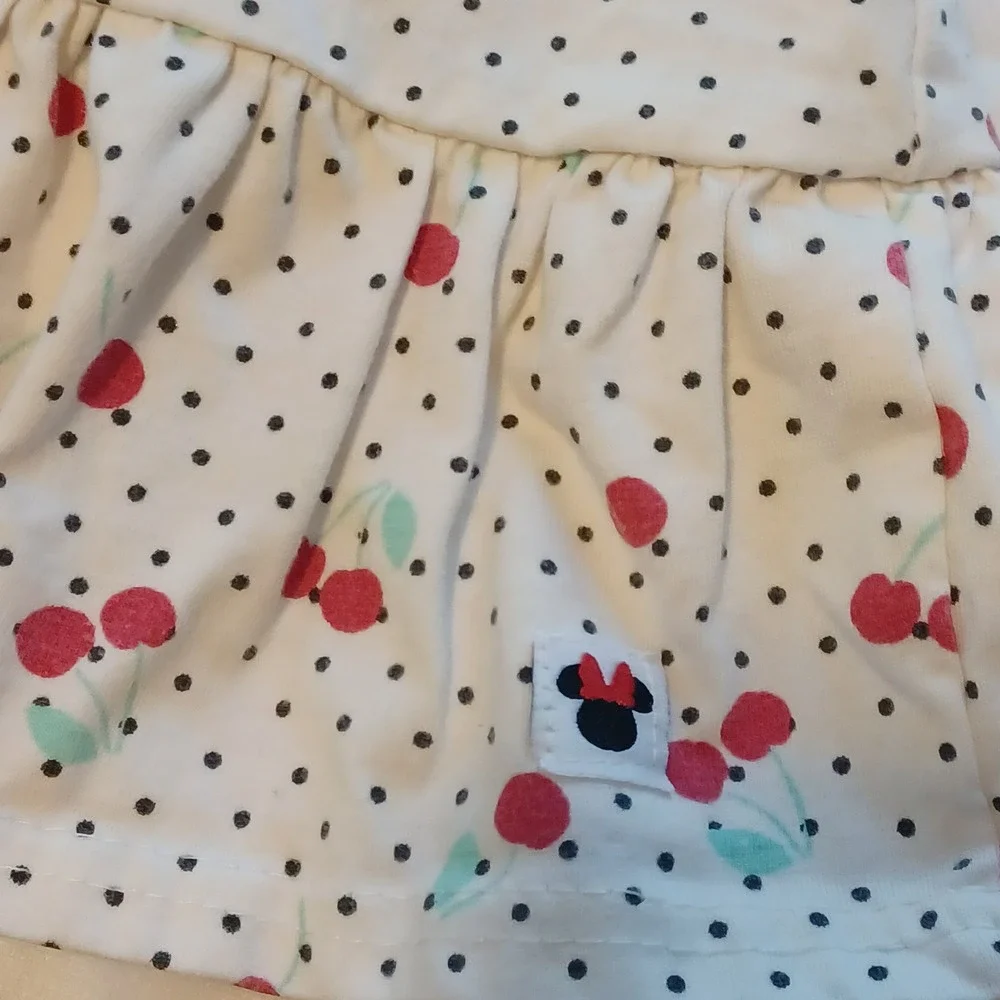 Disney Baby Ruffled Skort Baby Girls 12M White Cherry Polka Dot Minnie Mouse